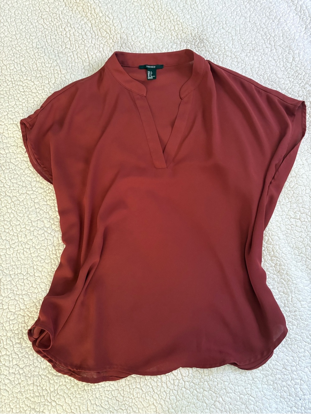 Forever 21 Fall Rust Colored Short Sleeved Blouse sz sm